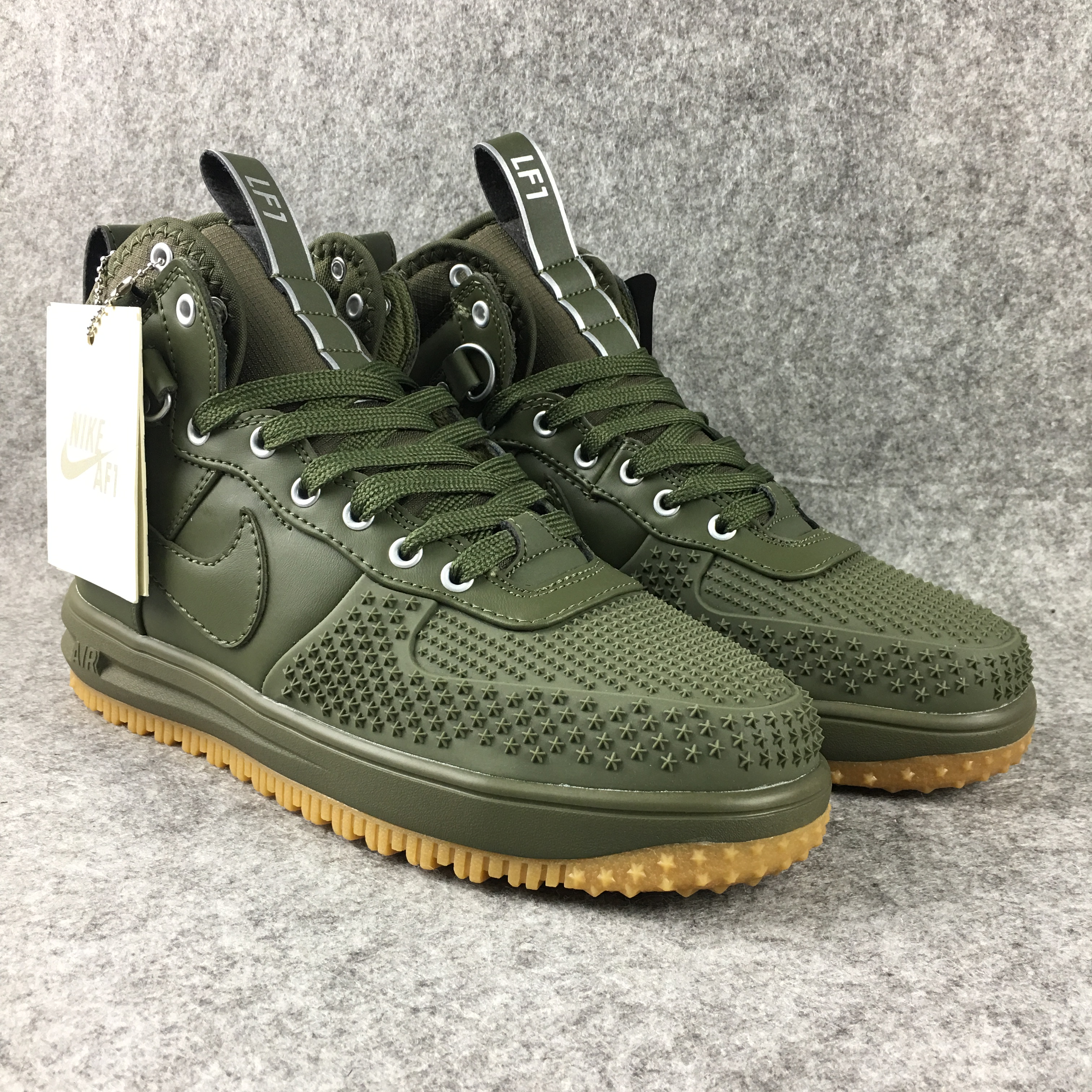 New Nike Lunar Force 1 High All Green Gum Sole